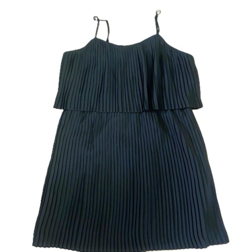 Merona Cocktail Dress Ladies XXL Black Accordion Pleated Fully Lined Adj Read